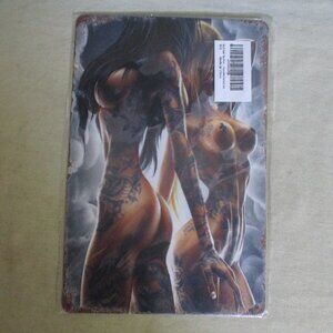 8"x12" Metal Sign Sexy Tatoo Women Posing
